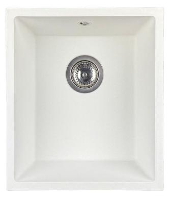 GraniteMy Universal-Granitspüle 34x40 cm, Weiß, Aufliegend, flächenbündig und Unterbau, mit Edelstahlstopfen 1208967107