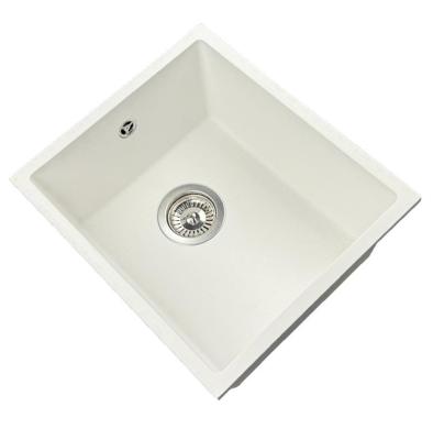 GraniteMy Universal-Granitspüle 34x40 cm, Weiß, Aufliegend, flächenbündig und Unterbau, mit Edelstahlstopfen 1208967107