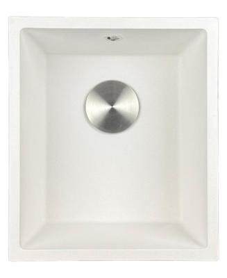 GraniteMy Universal-Granitspüle 34x40 cm, Weiß, Aufliegend, flächenbündig und Unterbau, mit Edelstahlstopfen 1208967107