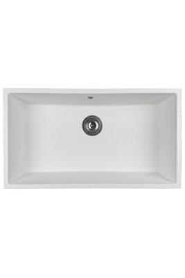 GraniteMy Universal-Granit-Spülbecken, groß,74x40 cm, Weiß, Aufliegend, flächenbündig und Unterbau, mit Edelstahlstecker 1208967111