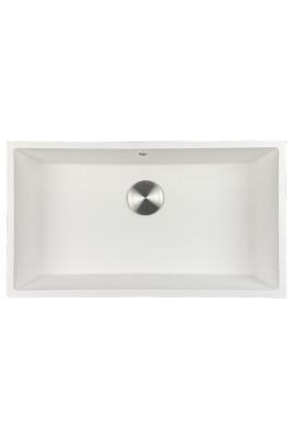 GraniteMy Universal-Granit-Spülbecken, groß,74x40 cm, Weiß, Aufliegend, flächenbündig und Unterbau, mit Edelstahlstecker 1208967111