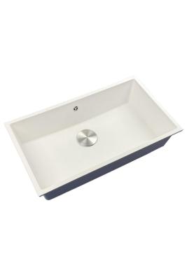 GraniteMy Universal-Granit-Spülbecken, groß,74x40 cm, Weiß, Aufliegend, flächenbündig und Unterbau, mit Edelstahlstecker 1208967111