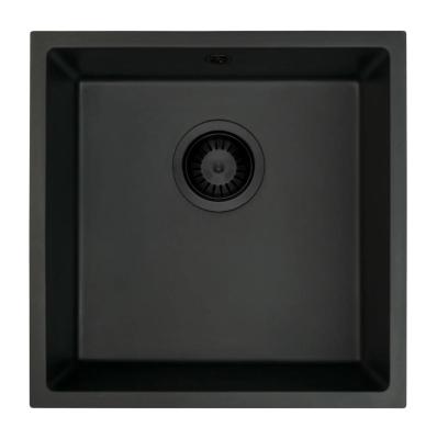 GraniteMy Universal-Granitspülе Schwarz 40x40 cm, Aufliegend, Unterbau und flächenbündig mit schwarzem Stecker 1208967112