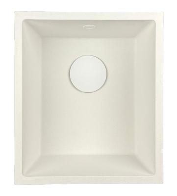 GraniteMy Universal Granit-Spülbecken 34x40 cm, Weiß, Aufliegend, flächenbündig und Unterbau, mit weißem Stecker 1208967146