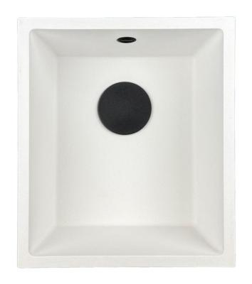 GraniteMy Universal Granitspüle 34x40 cm, Weiß, Aufliegend, flächenbündig und Unterbau, mit schwarzem Stecker 1208967147