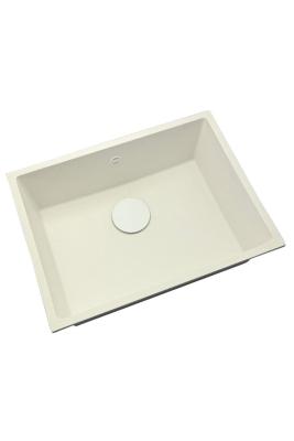 GraniteMy Universal Granit-Weiße Spüle 55x40 cm Weiß Einbau, Unterbau und Flächenbündig mit Weißem Stopfen 1208967153