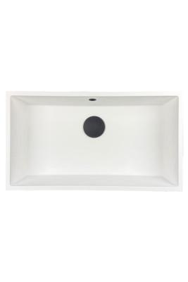GraniteMy Universal Granit-Spülbecken 74x40 cm, Weiß, Aufliegend, flächenbündig und Unterbau, mit schwarzem Stecker 1208967161