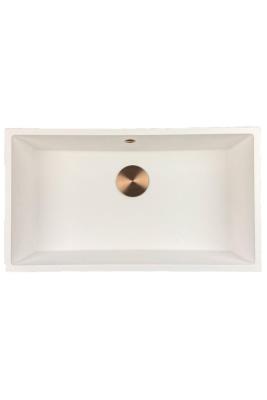 GraniteMy Universal Granit-Spülbecken 74x40 cm, Weiß, Aufliegend, flächenbündig und Unterbau, mit Kupferstecker 1208967162