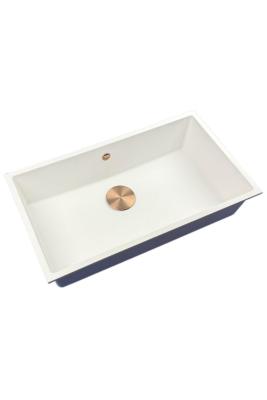 GraniteMy Universal Granit-Spülbecken 74x40 cm, Weiß, Aufliegend, flächenbündig und Unterbau, mit Kupferstecker 1208967162