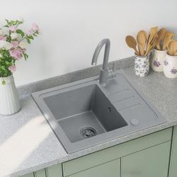 Quadri Sligo 60 Granit Spülbecken 55x44 cm, Grau, mit Abtropffläche inkl. Wasserhahn 1208967200