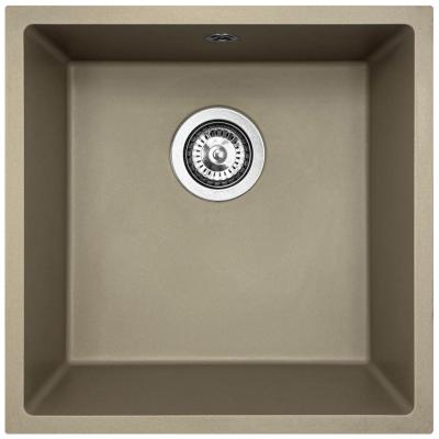 GraniteMy Universal Granit-Spülbecken 40x40 cm, Taupe, Aufliegend, flächenbündig und Unterbau, mit Edelstahlstopfen 1208967211