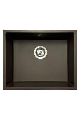 GraniteMy Universal Granit-Spülbecken 50x40 cm, Café, Aufliegend, flächenbündig und Unterbau, mit Edelstahlstecker 1208967227