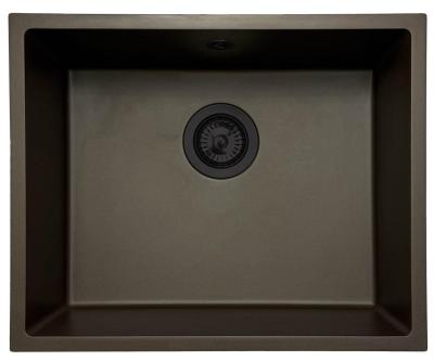 GraniteMy Universal Granit-Spülbecken 50x40 cm, Café, Aufliegend, flächenbündig und Unterbau, mit schwarzem Stecker 1208967228