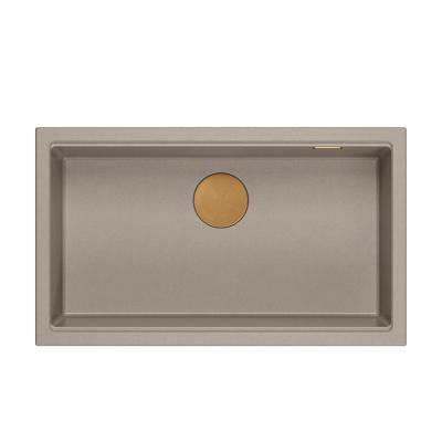 Quadri Newport II großes und tiefes Spülbecken aus Granit, geeignet für Aufsatz- und Unterbau, in der Farbe Taupe, 76x45cm mit Kupferstopfen 1208967308.