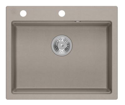 Quadri Durham taupe Granit Aufbauspüle 595x500 mit Seifenspender, Schneidebrett, Einlegebecken und Rollmatte 1208967376