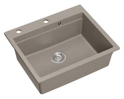 Quadri Durham taupe Granit Aufbauspüle 595x500 mit Seifenspender, Schneidebrett, Einlegebecken und Rollmatte 1208967376