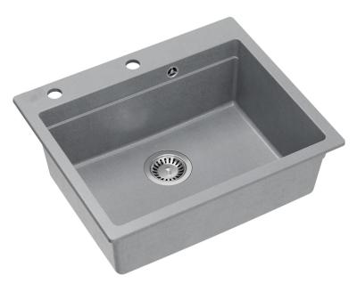 Quadri Durham grauer Granit-Aufbauspüle 595x500 mit Seifenspender, Schneidebrett, Einsatzbecken und Rollmatte 1208967378