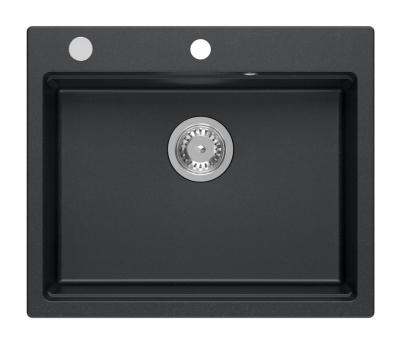 Quadri Durham Anthrazit Granit Aufbauspüle 595x500 mit Seifenspender, Schneidebrett, Einsatzbecken und Rollmatte 1208967379