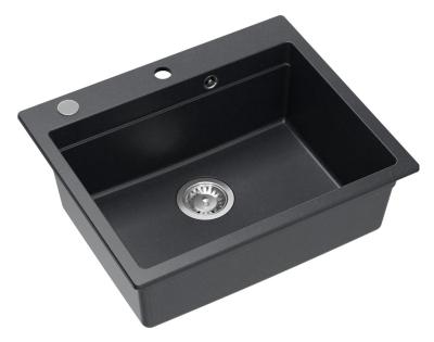 Quadri Durham Anthrazit Granit Aufbauspüle 595x500 mit Seifenspender, Schneidebrett, Einsatzbecken und Rollmatte 1208967379