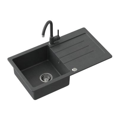 Quadri Kendal anthrazit Einbauspüle mit Abtropffläche 77x44cm umkehrbar 1208967397