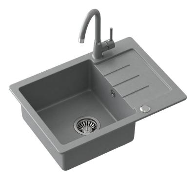 Quadri Kendal grauer Granit Einbauspüle mit Abtropffläche 60x44cm umkehrbar 1208967401