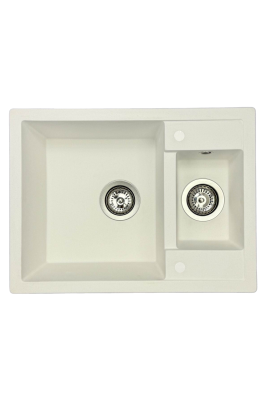 GraniteMy Smart extra flache 1,5 Granit-Aufsatzspüle weiß 58x44cm 1208967418