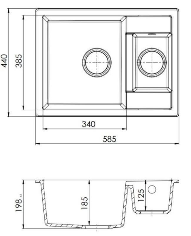 GraniteMy Smart extra flache 1,5 Granit-Aufsatzspüle weiß 58x44cm 1208967418