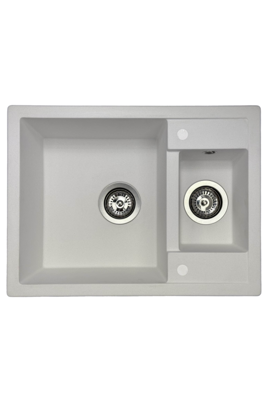 GraniteMy Smart extra flache 1,5 Granit-Aufsatzspüle weiß 58x44cm 1208967418