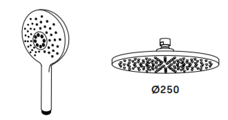 Wasserevolution Flow Duschkombination mit Regendusche Edelstahl 250mm T141NR25IE