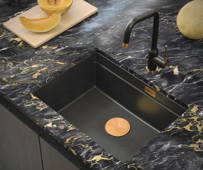 Quadri Newport II Granit Unterbauspüle Anthrazit 560x450mm mit Kupferstopfen und Ablaufkappe 1208967461