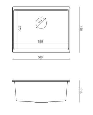 Quadri Newport II Granit Unterbauspüle Anthrazit 560x450mm mit Kupferstopfen und Ablaufkappe 1208967461