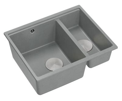 Quadri Newport II Grau 1,5 Spülbecken Granit Aufsatz- und Unterbauspüle 555x460mm mit Edelstahlstopfen 1208967469
