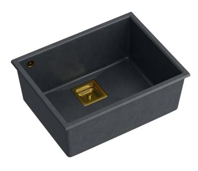 Quadri Quadrangle anthrazit Granit Unterbau-Spülbecken 55x42cm mit goldener Stopfen 1208967479