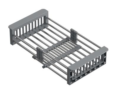 Quadri Universell ausziehbarer Einsatzkorb, Einhängerkörbchen oder Restekörbchen aus Edelstahl mit grauen Griffen, 225mm breit 1208967543