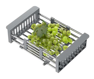 Quadri Universell ausziehbarer Einsatzkorb, Einhängerkörbchen oder Restekörbchen aus Edelstahl mit grauen Griffen, 225mm breit 1208967543