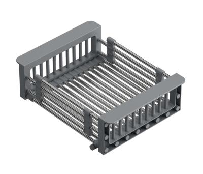 Quadri Universell ausziehbarer Einsatzkorb, Einhängerkörbchen oder Restekörbchen aus Edelstahl mit grauen Griffen, 225mm breit 1208967543