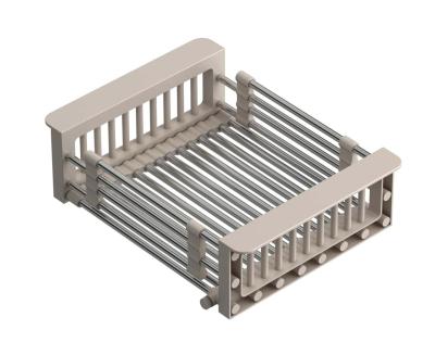 Quadri Universell ausziehbarer Einsatzkorb, Einsetzkörbchen oder Restekörbchen aus Edelstahl mit beigen Griffen, 225 mm breit, 1208967544