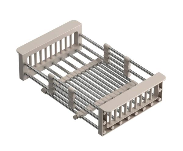 Quadri Universell ausziehbarer Einsatzkorb, Einsetzkörbchen oder Restekörbchen aus Edelstahl mit beigen Griffen, 225 mm breit, 1208967544