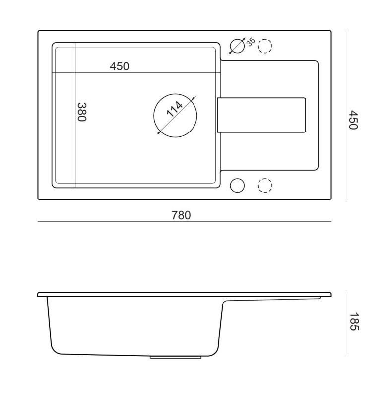 Quadri Sutton XL beige Sand Granit Einbauspüle 78x45cm mit Abtropffläche, reversibel mit beige Stopfen 1208967577