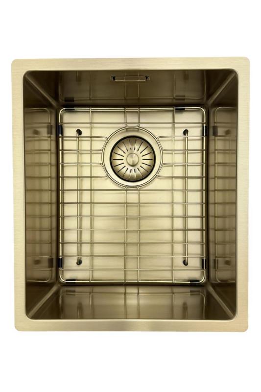 Pure.Sink Prestige Spüle 34x40 cm PVD Gold 10mm Radius Unterbau, Flachbau und Aufbau PPG3440-60