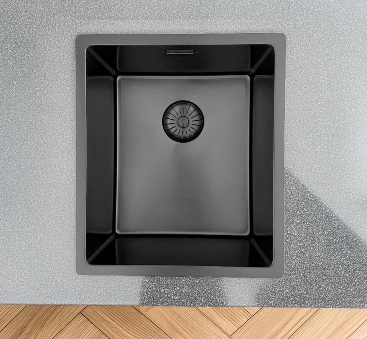 Pure.Sink Prestige Spüle PVD Gun Metal 34x40 cm 10mm Radius Unterbau, Flachbau und Aufsatzmontage PPG3440-61