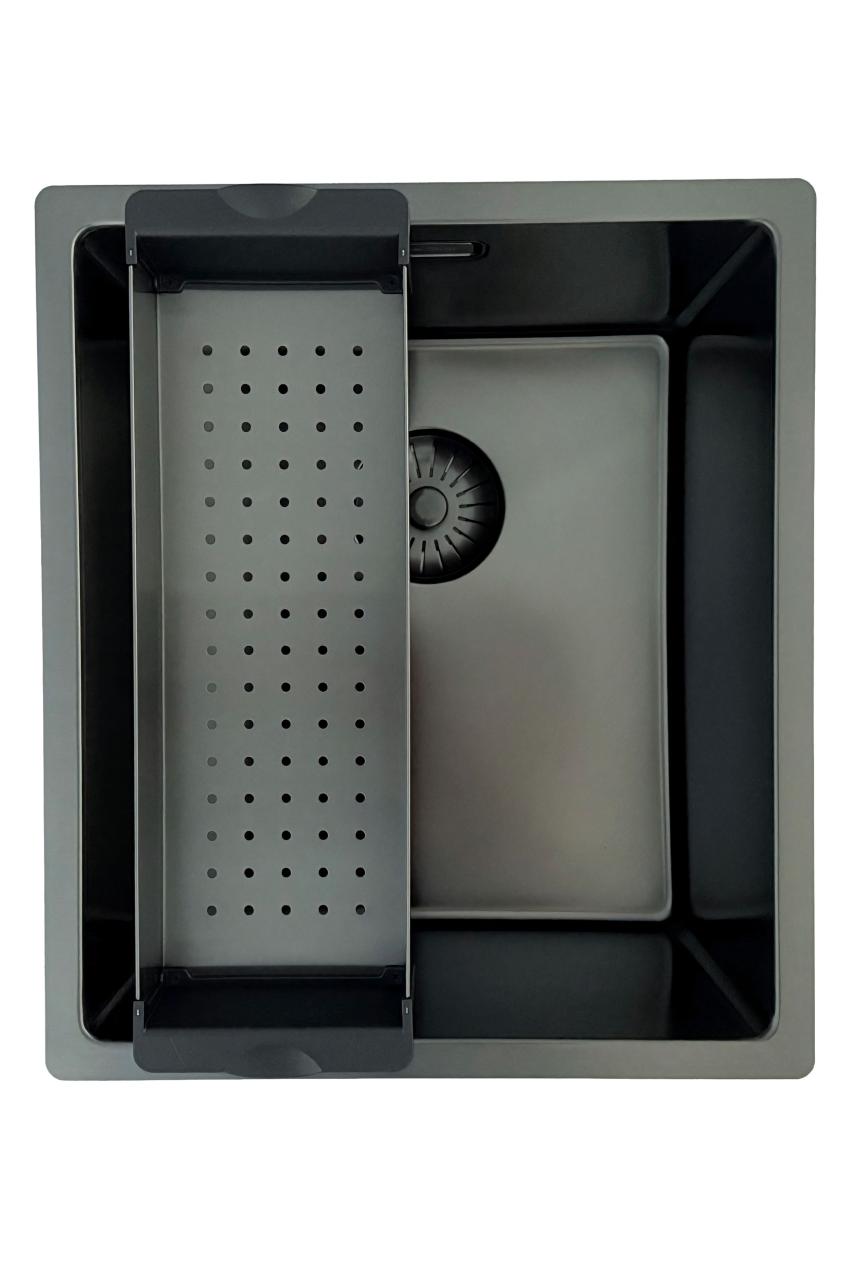 Pure.Sink Prestige Spüle PVD Gun Metal 34x40 cm 10mm Radius Unterbau, Flachbau und Aufsatzmontage PPG3440-61