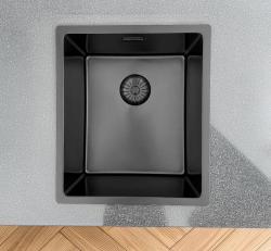 Pure.Sink Prestige Spüle PVD Gun Metal 34x40 cm 10mm Radius Unterbau, Flachbau und Aufsatzmontage PPG3440-61