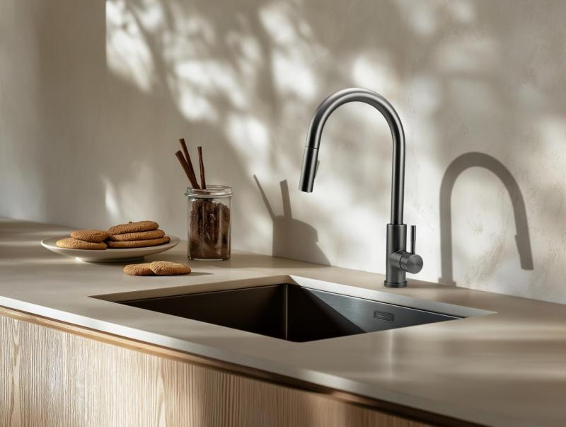 Pure.Sink Prestige Spüle PVD Gun Metal 34x40 cm 10mm Radius Unterbau, Flachbau und Aufsatzmontage PPG3440-61