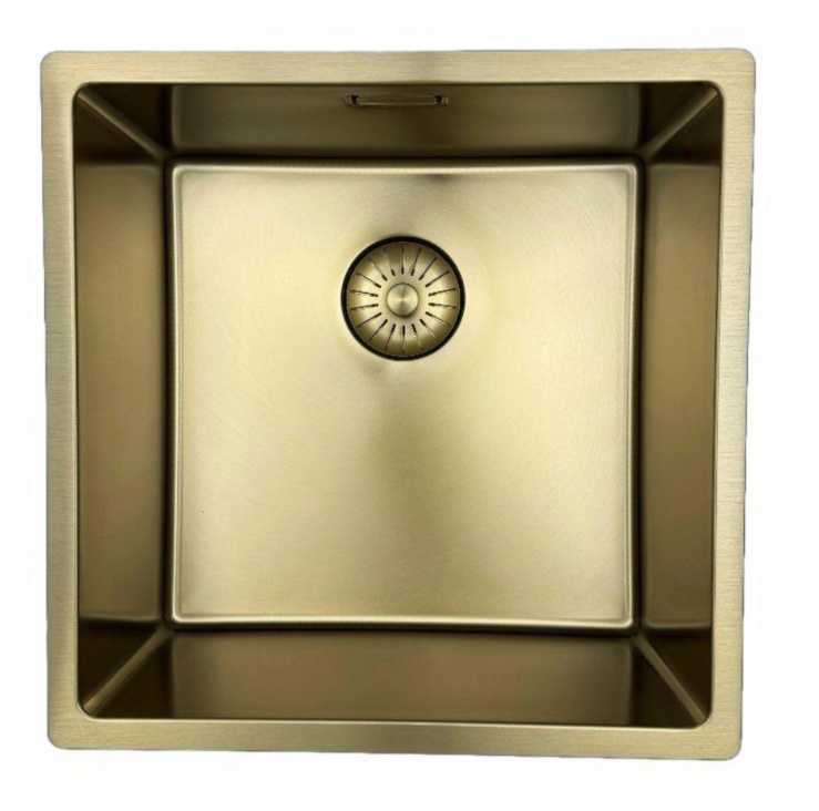 Pure.Sink Prestige Spüle 40x40 cm PVD Gold 10mm Radius Unterbau, Flachbau und Aufsatz PPG4040-60