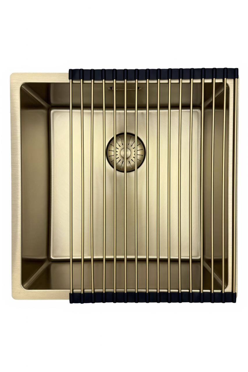 Pure.Sink Prestige Spüle 40x40 cm PVD Gold 10mm Radius Unterbau, Flachbau und Aufsatz PPG4040-60