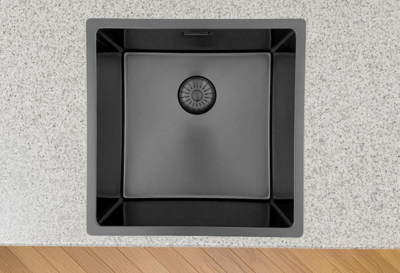 Pure.Sink Prestige Spüle 40x40 cm PVD Gun Metal 10 mm Radius Unterbau, Flachbau und Aufsatz PPG4040-61