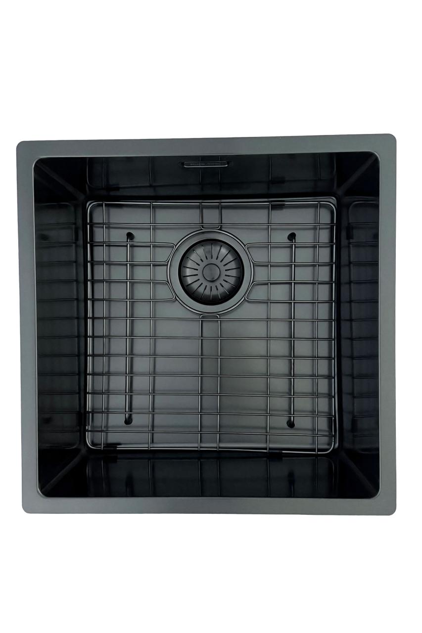 Pure.Sink Prestige Spüle 40x40 cm PVD Gun Metal 10 mm Radius Unterbau, Flachbau und Aufsatz PPG4040-61