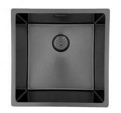 Pure.Sink Prestige Spüle 40x40 cm PVD Gun Metal 10 mm Radius Unterbau, Flachbau und Aufsatz PPG4040-61