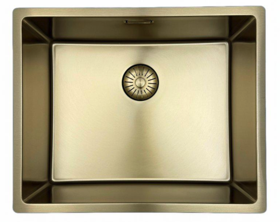 Pure.Sink Prestige Spüle 50x40 cm PVD Gold 10 mm Radius Unterbau, Flachbau und Aufbau PPG5040-60.